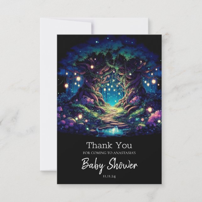 Majestic Fun Enchanted Forest Baby Shower  Thank You Card (Front)