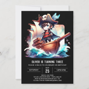 Majestic Fun Pirate Birthday Invitation