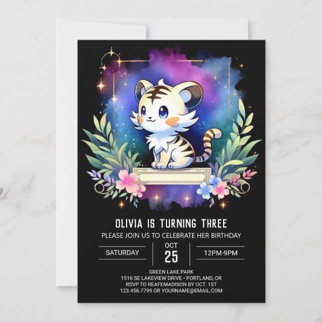 Majestic Fun Tiger Birthday Invitation (Front)