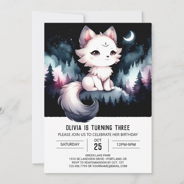 Majestic Fun Wolf Birthday Invitation (Front)