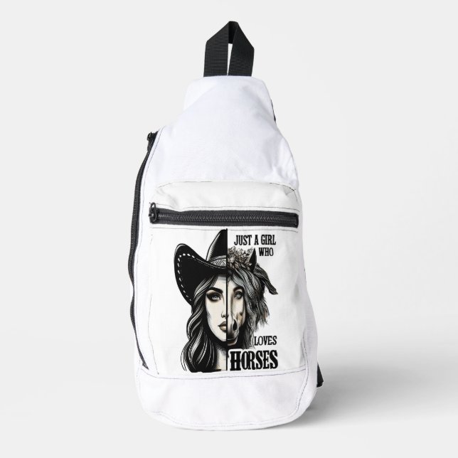 Majestic Fusion: Mother Who Loves Horses Sling Bag (Front)