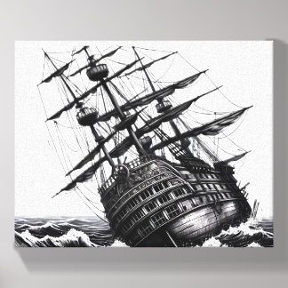 Majestic Galleon - A Timeless Sailing Masterpiece Canvas Photo Tile