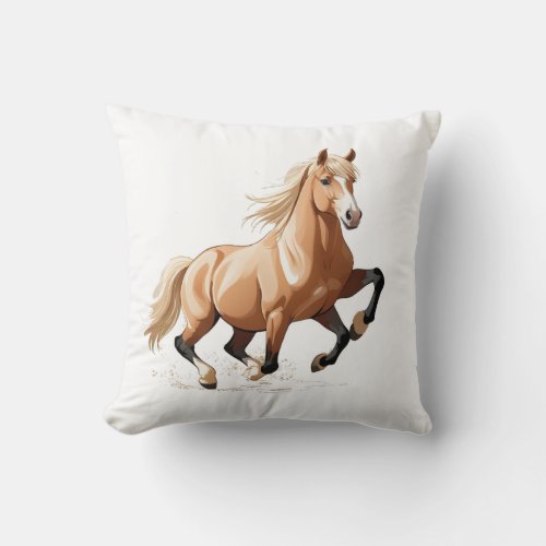 Majestic Gallop The Elegance of a Horse in Motion Throw Pillow