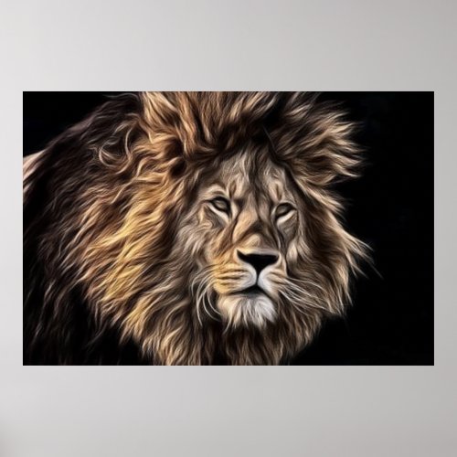 Majestic Ghostly King Lion Poster