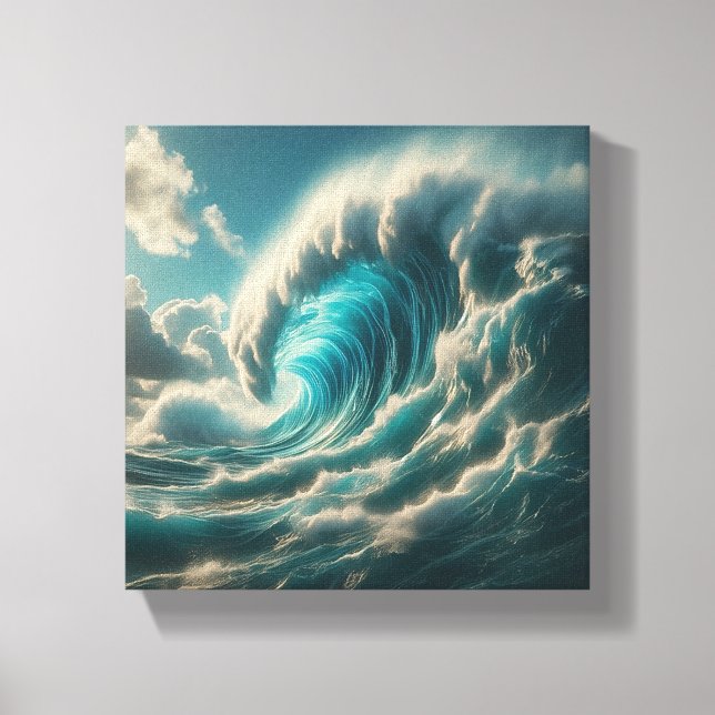 Majestic Giant Blue Wave - Dramatic Ocean Power  Canvas Print (Front)