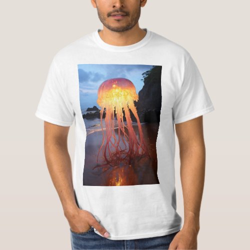 Majestic Giant Jellyfish Over Beach T_Shirt