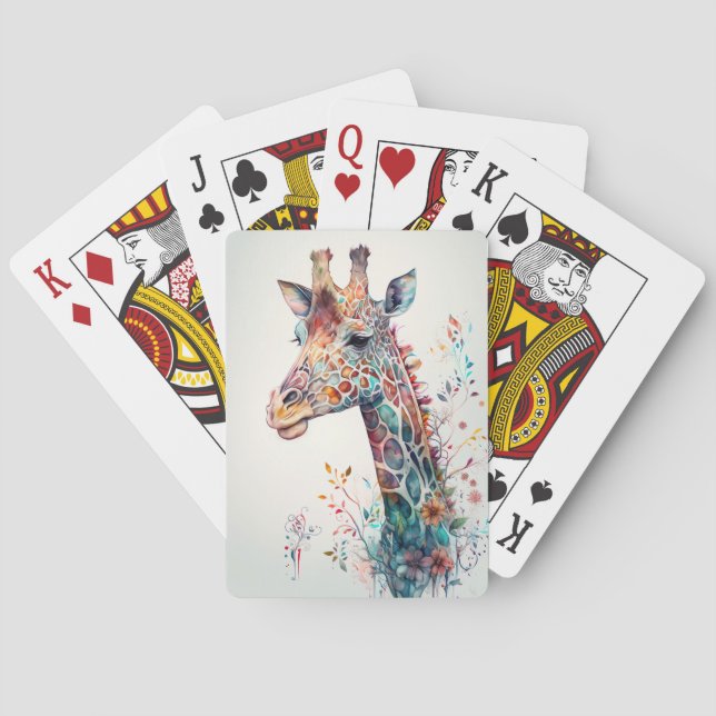 Majestic Giraffe Beautiful Artwork Spirit Guide Poker Cards (Back)