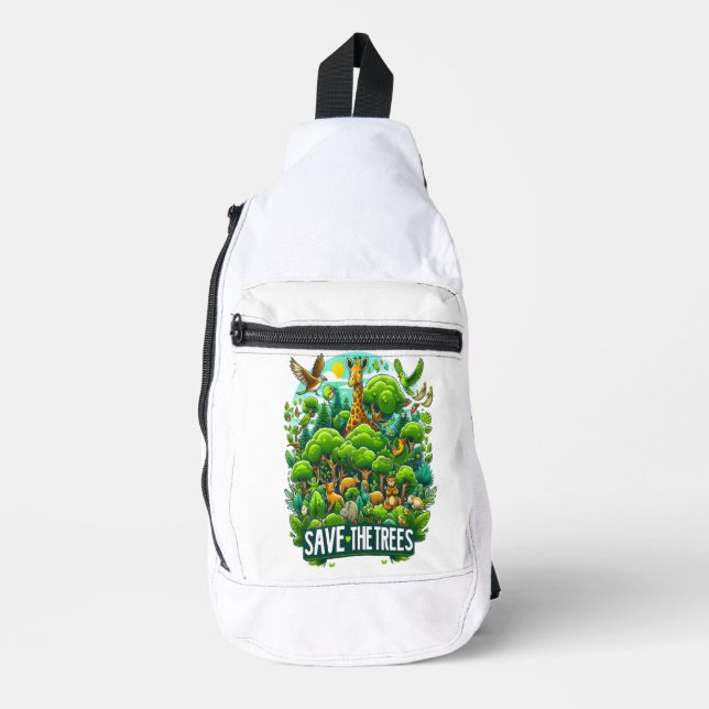 Majestic Giraffe in Forest Harmony Sling Bag (Front)