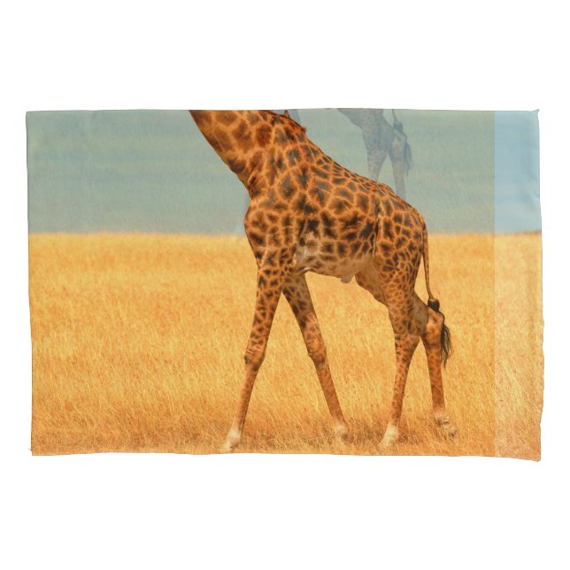Majestic Giraffe: Masai Mara Dry Season Pillow Case (Front)