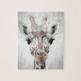 Majestic Giraffe Portrayed In Black & White Puzzle