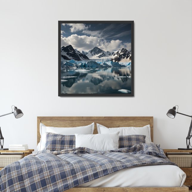 Majestic Glacier with Blue Ice and Towering Peaks Framed Art (Bedroom)