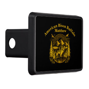 Majestic Gold Buffalo in Mountain Landscape Hitch Cover