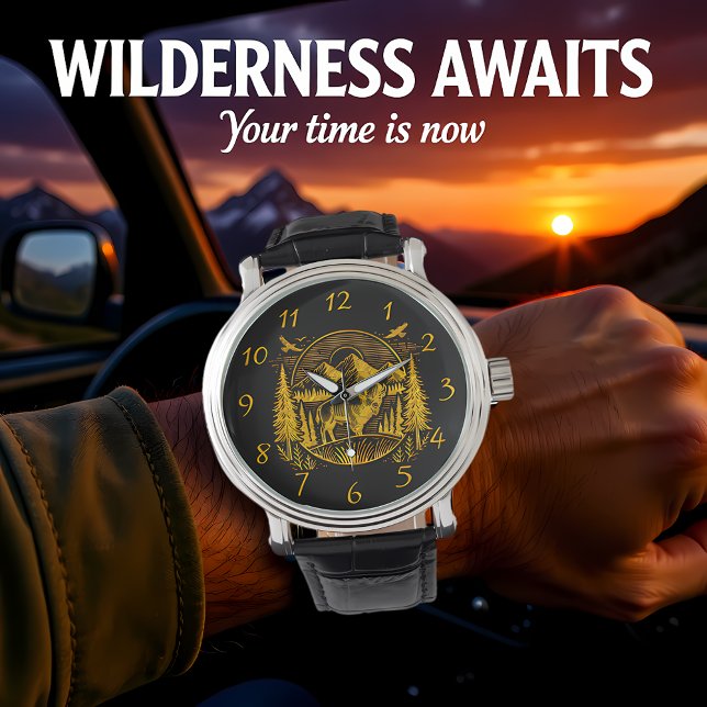 Majestic Gold Buffalo in Mountain Landscape Watch (Creator Uploaded)
