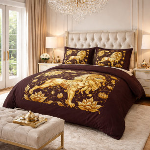 Majestic Gold Lion Duvet Cover