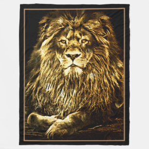 Majestic Gold Lion Fleece Blanket