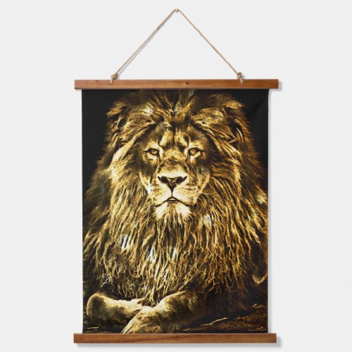 Majestic Gold Lion Hanging Tapestry