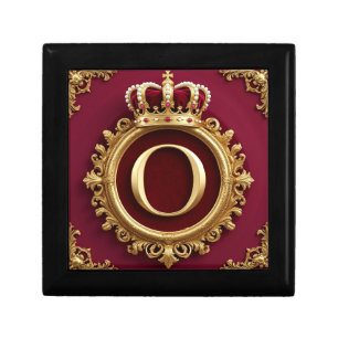 Majestic Gold Monogram With Crown On Regal Velvet Gift Box