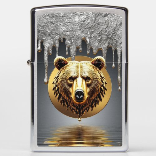 Majestic Golden Bear Wildlife Symbol Zippo Lighter