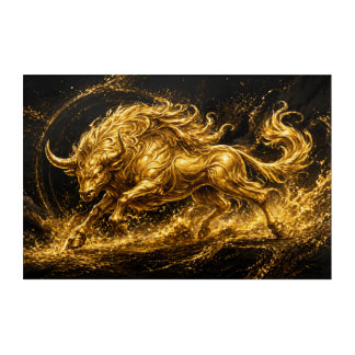 Majestic Golden Bull Wealth and Success Acrylic Print