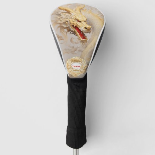 Majestic Golden Dragon and Ivory  Golf Head Cover