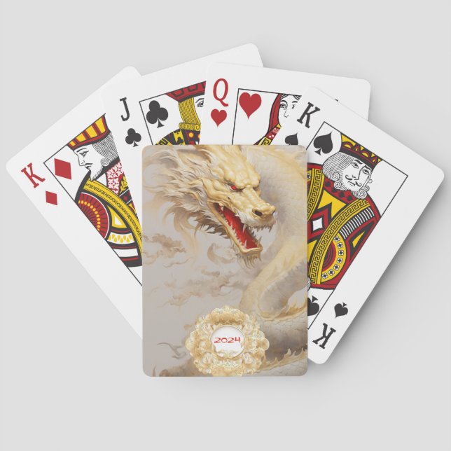 Majestic Golden Dragon and Ivory  Poker Cards (Back)