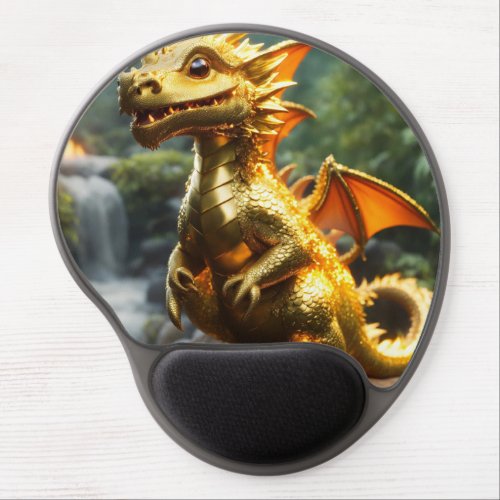 Majestic Golden Dragon Exquisite Mythical Artwork Gel Mouse Pad