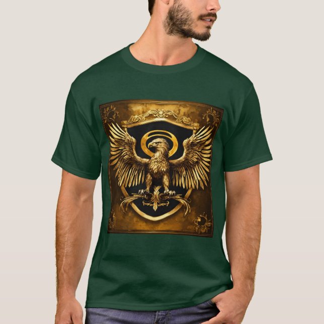 Majestic Golden Eagle Crest Art Print T-Shirt (Front)