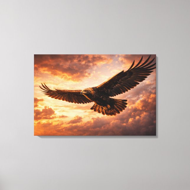 Majestic Golden Eagle – Flight in Dramatic Sky Canvas Print (Front)