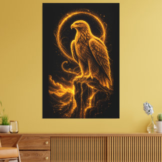 Majestic Golden Eagle Glowing Celestial Canvas Print