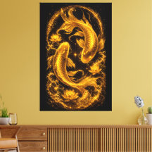 Majestic Golden Koi Fish Pair Luxury