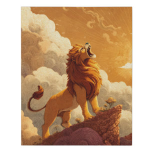 Majestic Golden Leo Constellation Art Faux Canvas Print