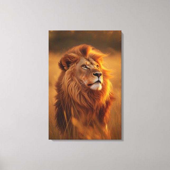 Majestic Golden Lion at Sunset – Canvas Wall Art   (Front)