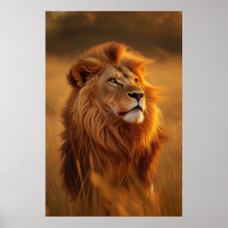 Majestic Golden Lion Sunset Poster