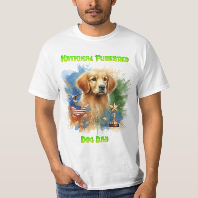 Majestic Golden Retriever With Trophy and Stars T-Shirt (Front)