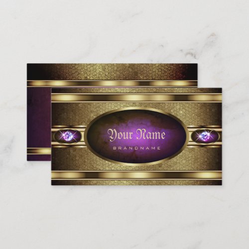 Majestic Golden Snake Pattern and Faux Rhinestones Business Card