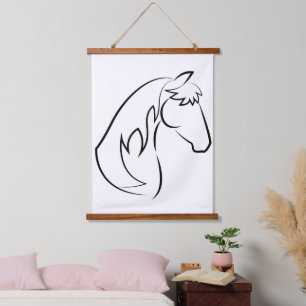 Majestic Grace – Minimalist Horse Line Art Hanging Tapestry