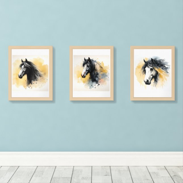Majestic Grace: The Spirit of the Horse Wall Art Sets (Wood Floor)