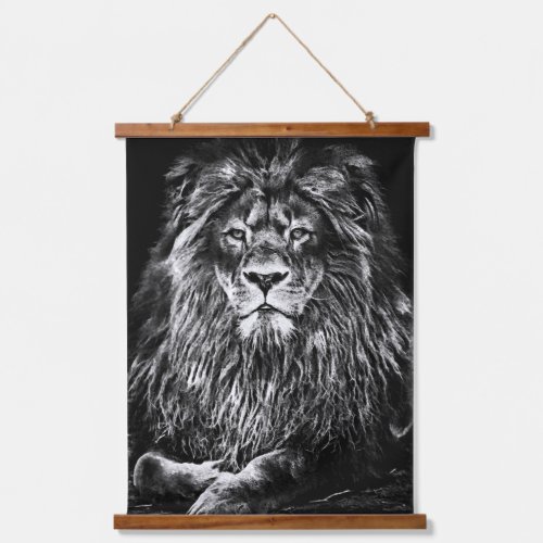 Majestic Gray Lion Hanging Tapestry