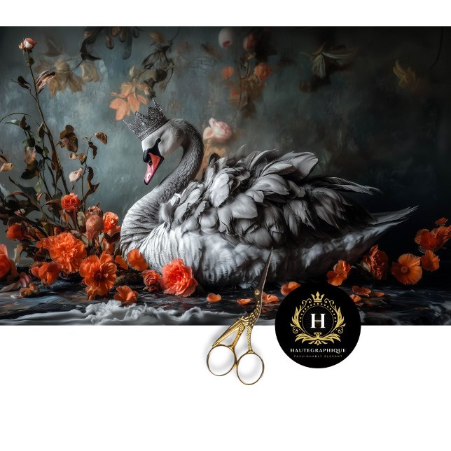 Majestic Gray Swan with Crown Floral Decoupage  Tissue Paper (Creator Uploaded)