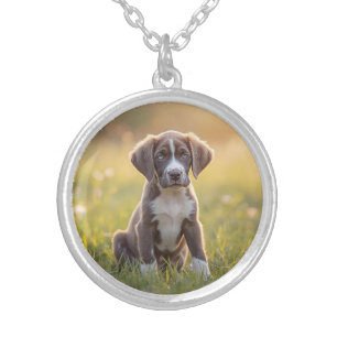 Majestic Great Dane Round Silver Plated Necklace
