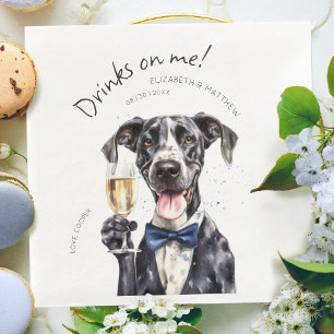 Majestic Great Dane Waiter Watercolor Customizable Paper Dinner Napkins