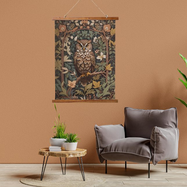 Majestic Great Horned Owl Forest Hanging Tapestry (Creator Uploaded)