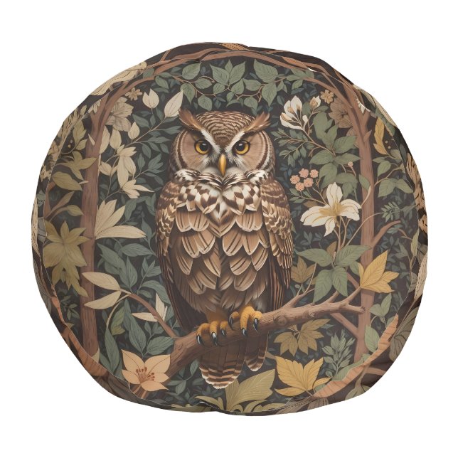 Majestic Great Horned Owl Forest Pouf (Bottom)