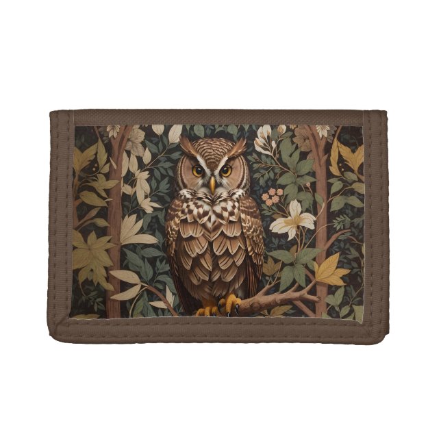 Majestic Great Horned Owl Forest Trifold Wallet (Front)