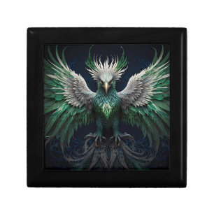 Majestic Green & White Phoenix Bird  Gift Box