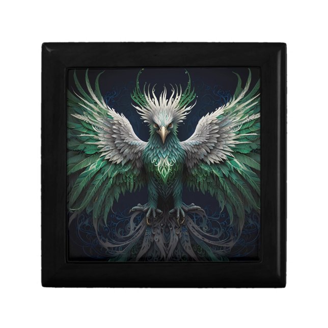 Majestic Green & White Phoenix Bird  Gift Box (Front)