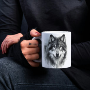 Majestic Grey Wolf Stunning Watercolor Wildlife Coffee Mug
