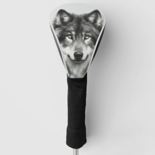 Majestic Grey Wolf Stunning Watercolor Wildlife Golf Head Cover