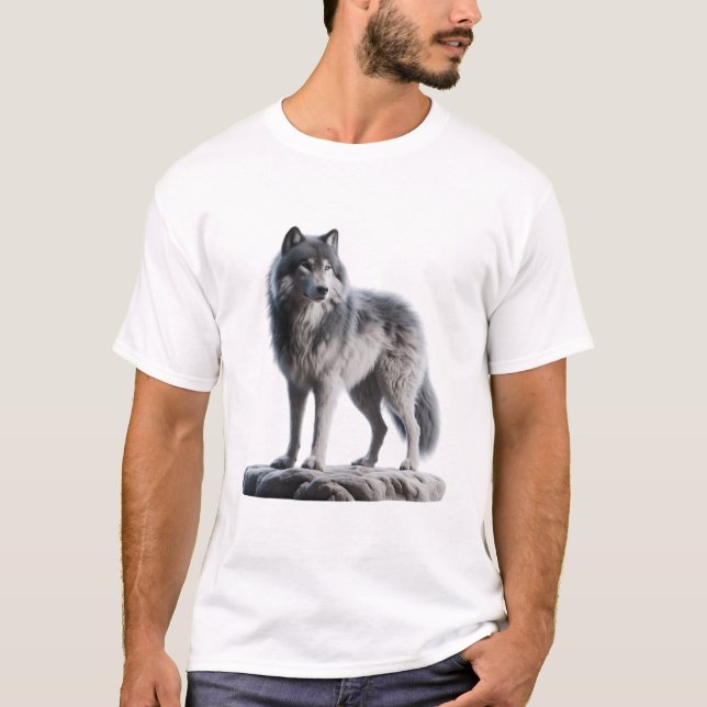 "Majestic Grey Wolf – Symbol of Strength and Freed T-Shirt (Front)