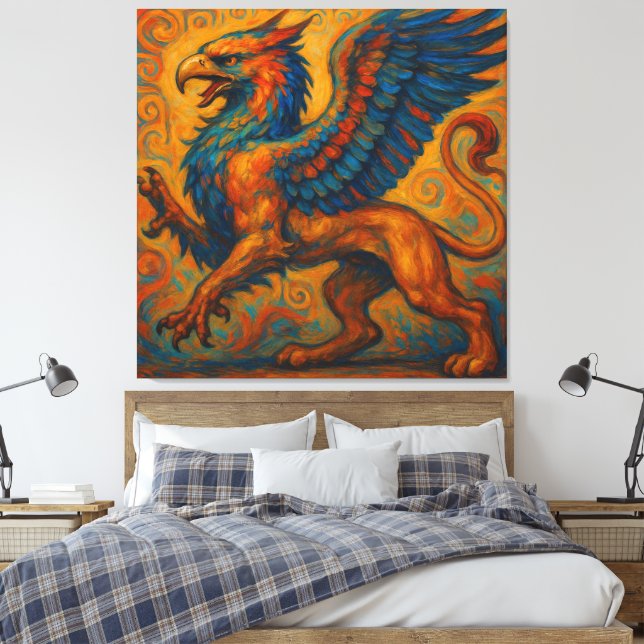 Majestic Griffin of Ancient Greece  Canvas Print (Insitu(Bedroom))